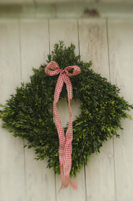 Square fresh boxwood wreath