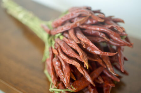 Bunch of dried red chili peppers