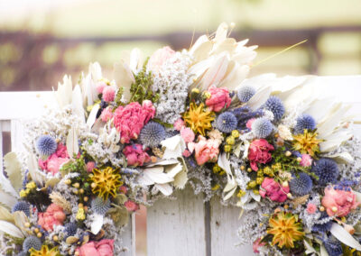Arrangement using dried echinops