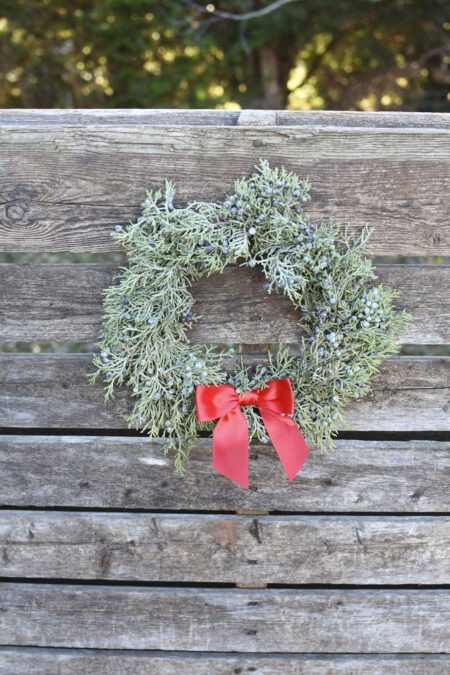 Fresh berried juniper wreath for Christmas or other winter decor