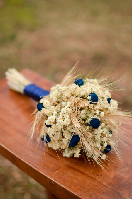 Dried pearl yarrow in a bouquet