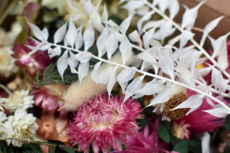 Box of mixed dried-flower blooms